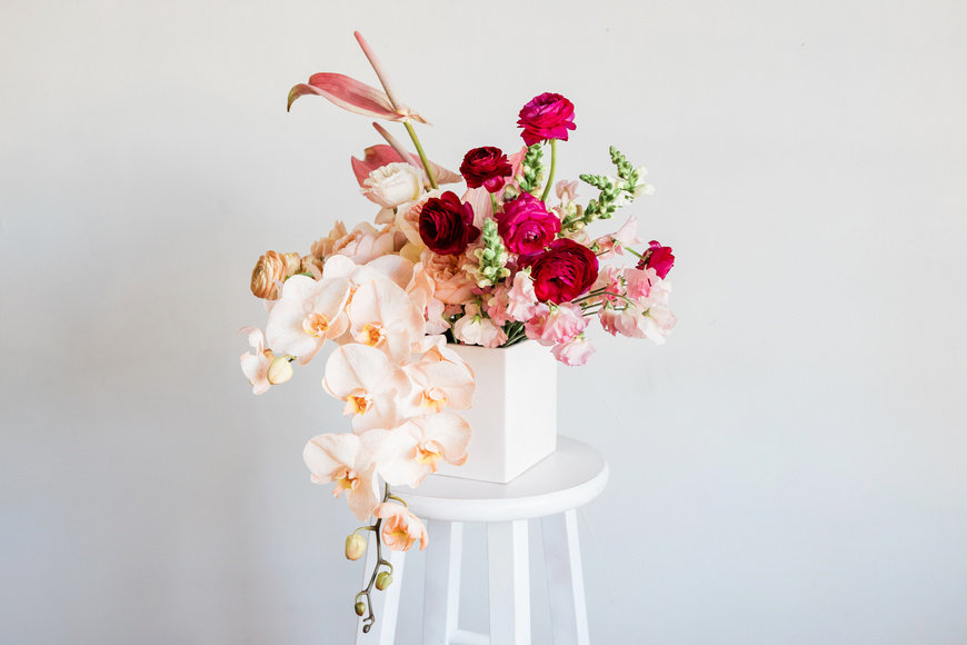 Bright Red and Peach Floral Arrangement